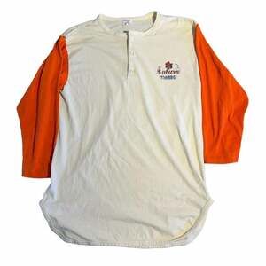 vintage 1980s Champion Auburn Tigers Henley shirt  Size X-Large White Orange